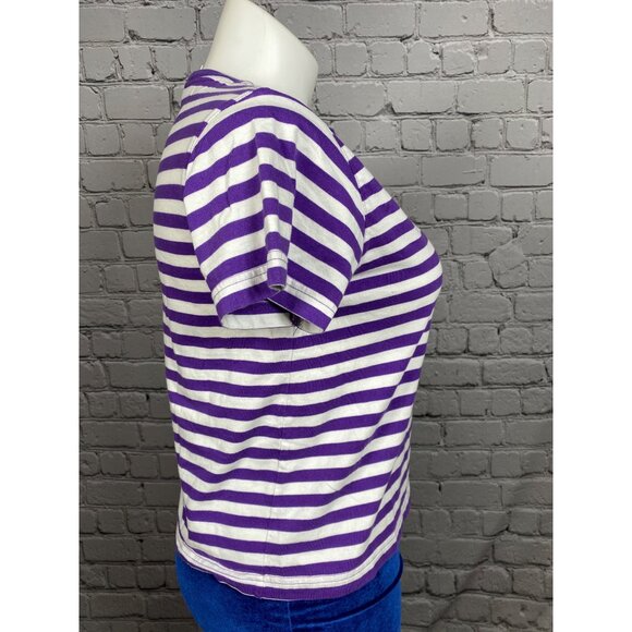 Vintage Disney Store Lady & the Tramp Embroidered T-Shirt Medium Purple Stripes - Picture 7 of 9